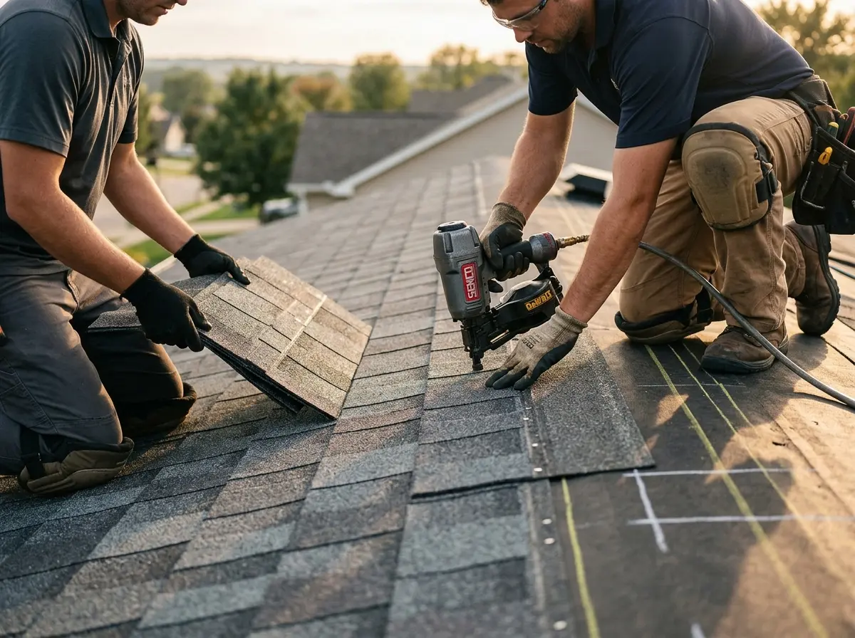 Professional roofer working on a residential roof in Wahiawa